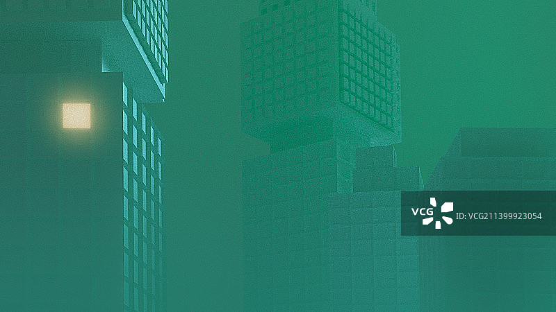 夜晚大雾中的建筑图片素材