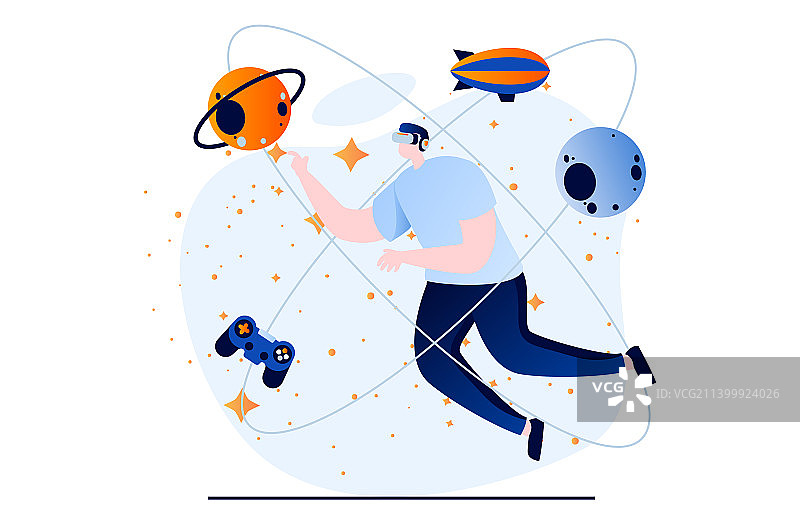 扁平风格的元宇宙概念场景图片素材