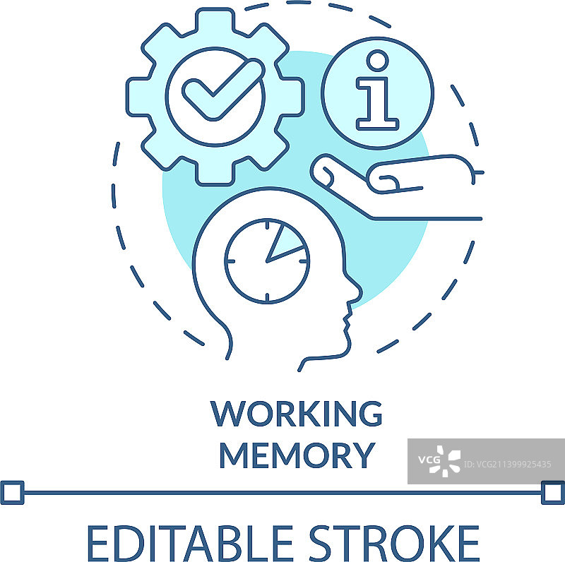 工作记忆蓝绿色概念图标图片素材