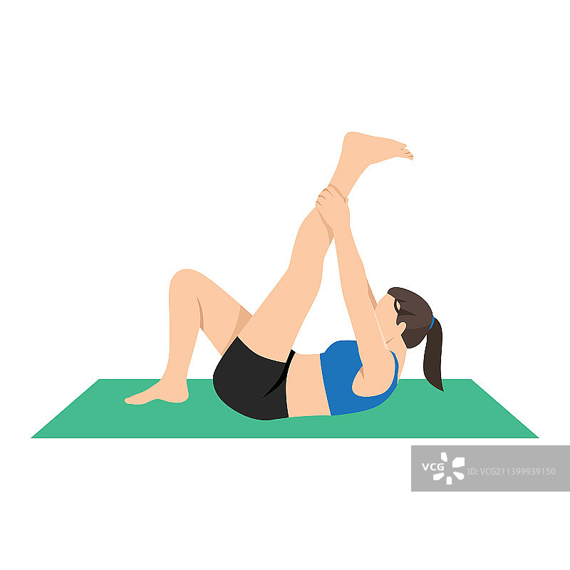 女人做腘绳肌拉伸运动图片素材