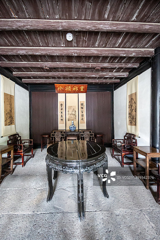 浙江绍兴鲁迅故里三味书屋（寿家台门）：小堂前图片素材