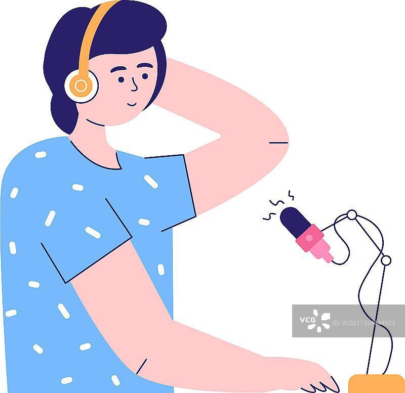 可编辑的电台主持人扁平设计图片素材