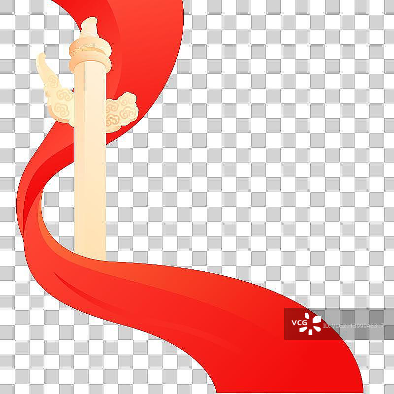 丝带和华表柱矢量插画元素图片素材