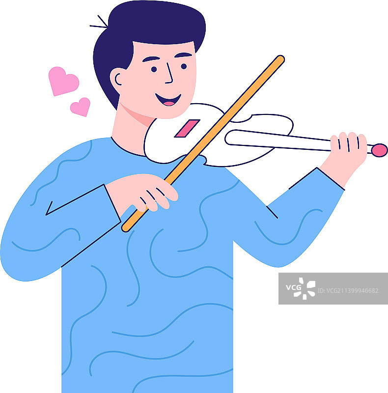 小提琴家扁平风插画图片素材
