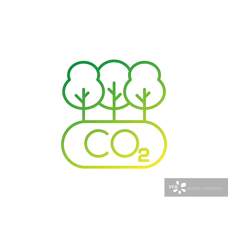 碳补偿和减少二氧化碳气体线条图标图片素材