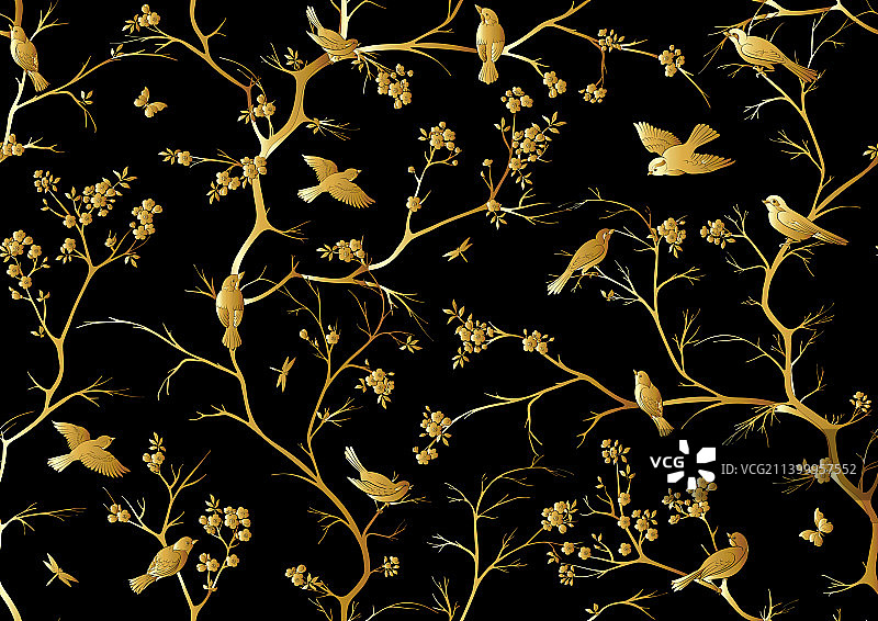 天空背景下的樱花树枝图片素材