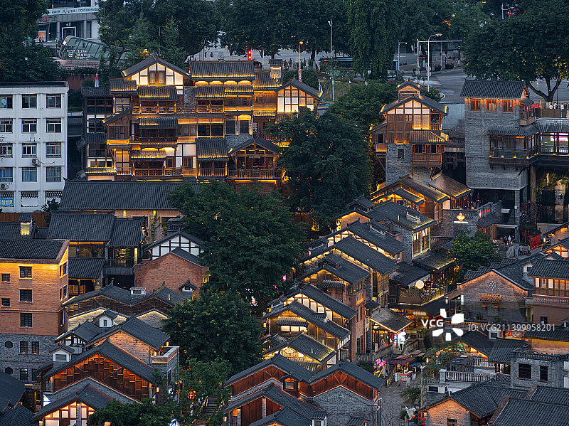 重庆市渝中区响水街十八梯旅游景点航拍镜头图片素材