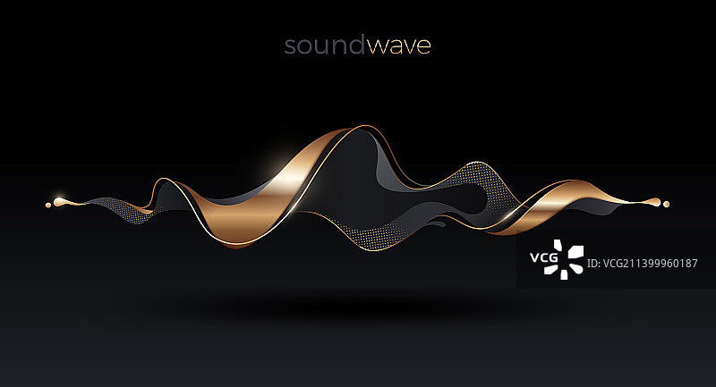 金色抽象流体波浪声波概念图片素材