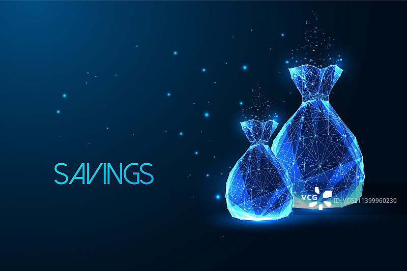 金融储蓄概念与钱袋图片素材