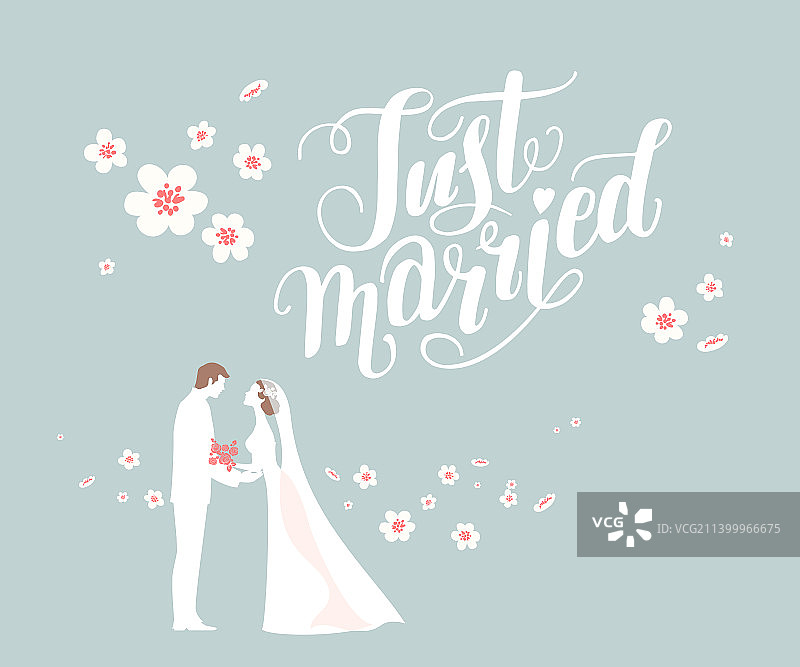 蓝色背景和鲜花上的情侣图片素材