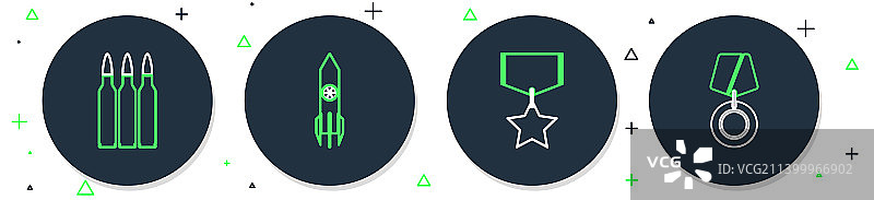 核火箭军用奖励勋章线性图标图片素材