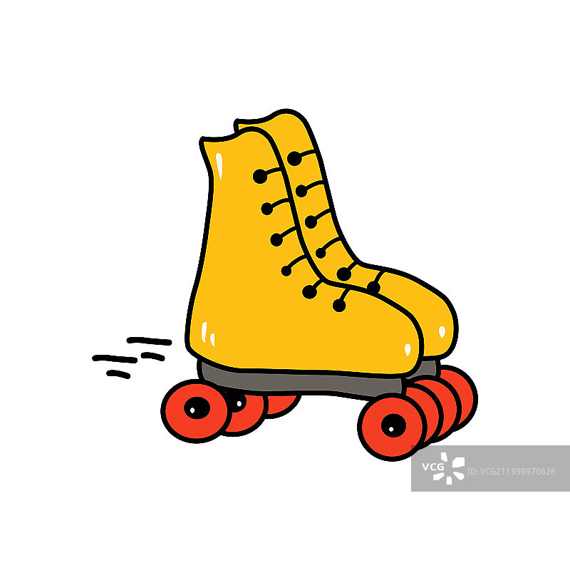 手绘复古溜冰鞋涂鸦图片素材