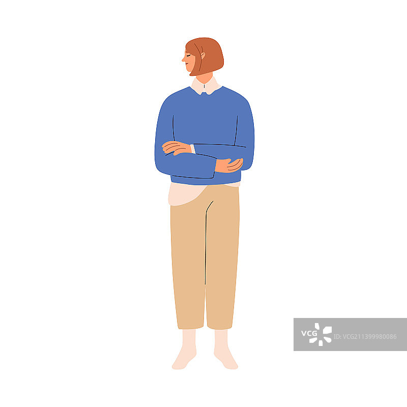 姿势拘谨，害羞困惑的人图片素材