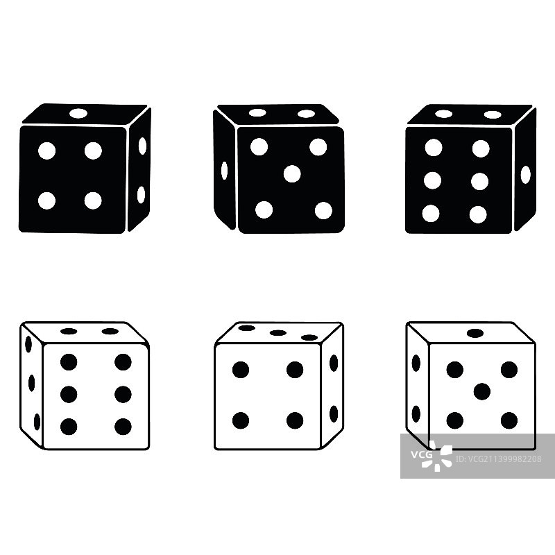 骰子立方体轮廓图标图片素材