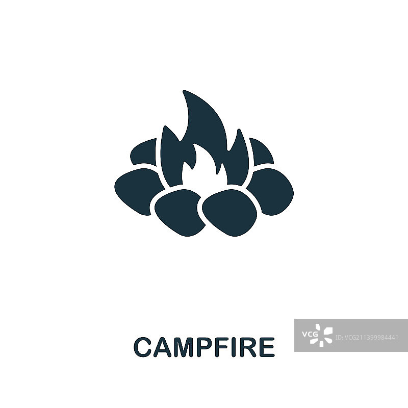 篝火单色线条图标图片素材