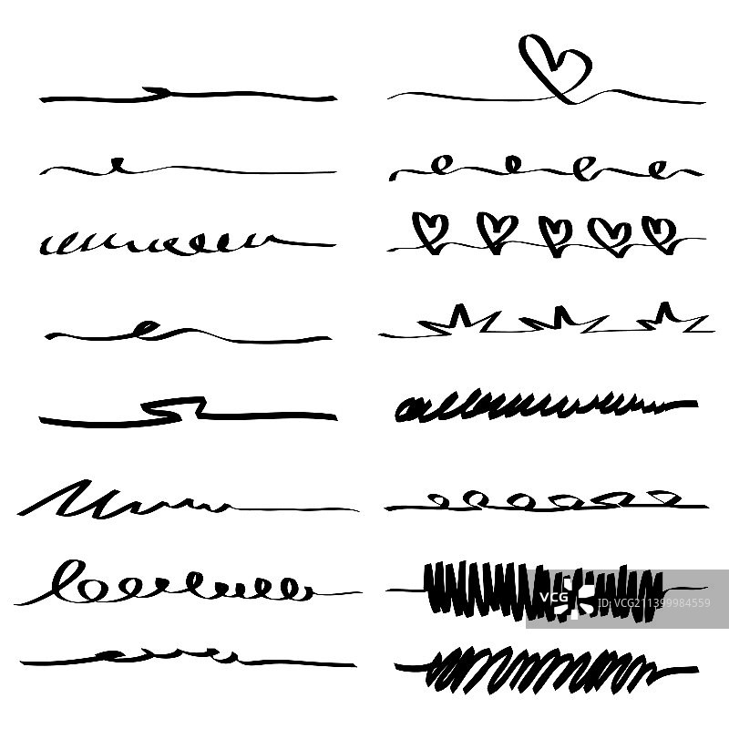 手绘卷曲边框下划线图片素材