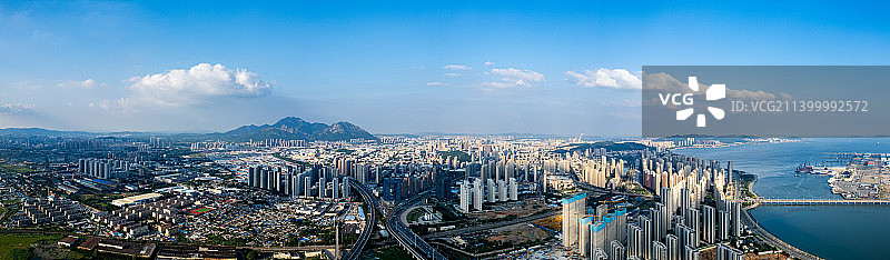 大连金普新区航拍全景图片素材