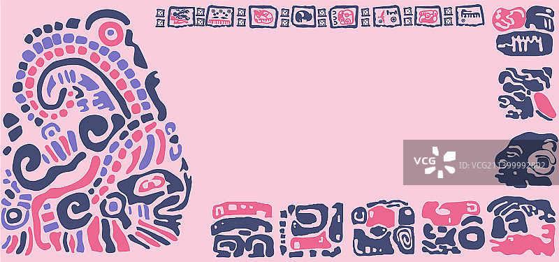 玛雅和托尔特克符号图案边框图片素材