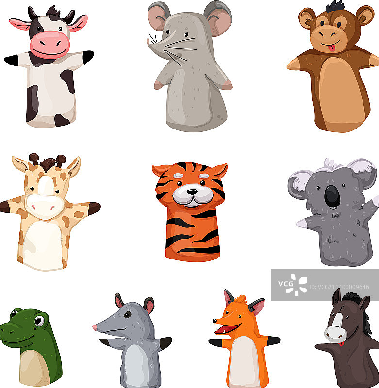 动物手偶套装卡通图片素材