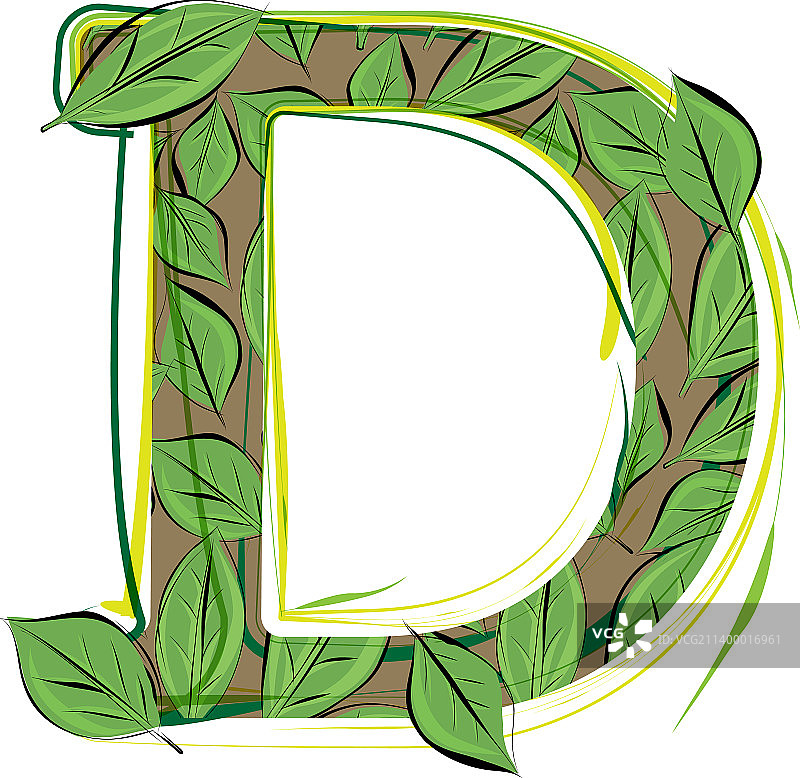 绿叶字母D图片素材