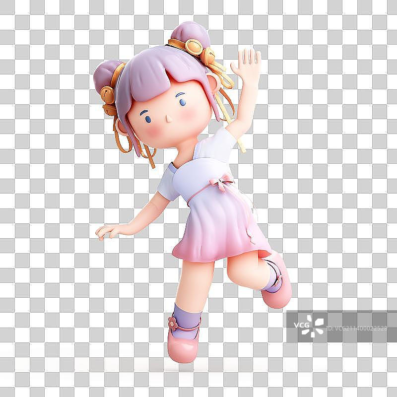 3D渲染的可爱卡通女孩图片素材