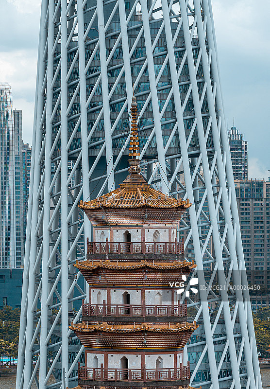 广州赤岗塔与广州塔同框图片素材