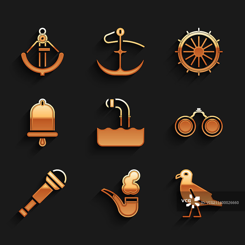 潜望镜、烟斗与海鸥图片素材