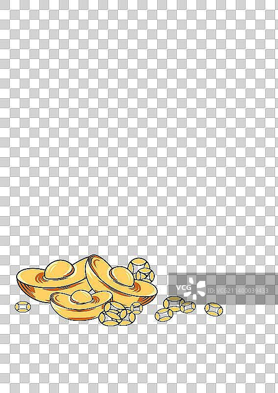 国潮金元宝铜钱插画小元素图片素材