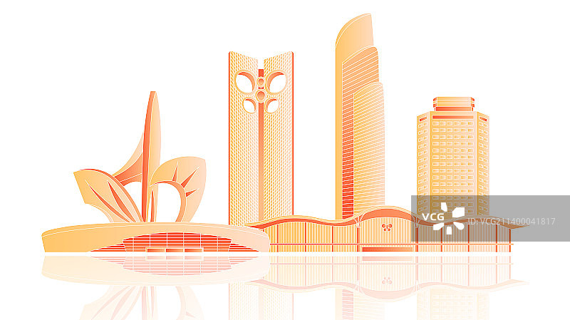 潍坊城市天际线金融插画图片素材