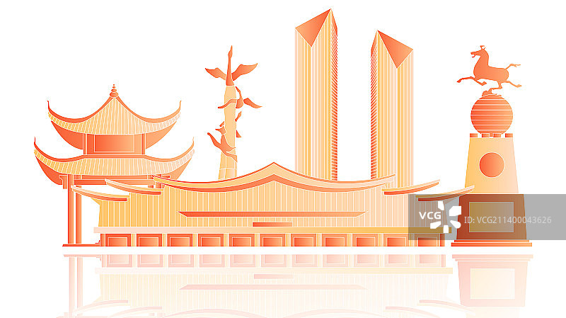 衡阳城市天际线金融插画图片素材