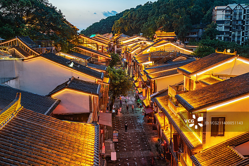 重庆南山黄桷垭老街夜景图片素材
