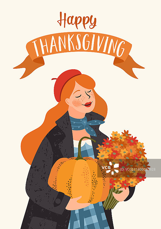 可爱的女士感恩节快乐图片素材