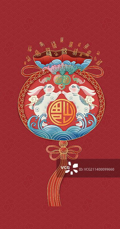兔年 双兔送福图片素材