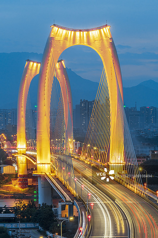 贵港青云大桥夜景图片素材