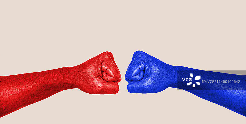 拳头正面对碰对抗概念图片素材