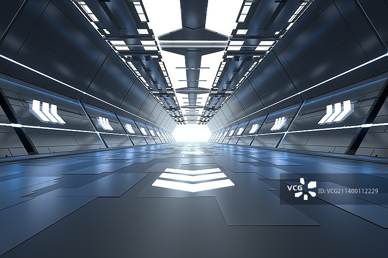 三维渲染科幻太空舱室内场景图片素材