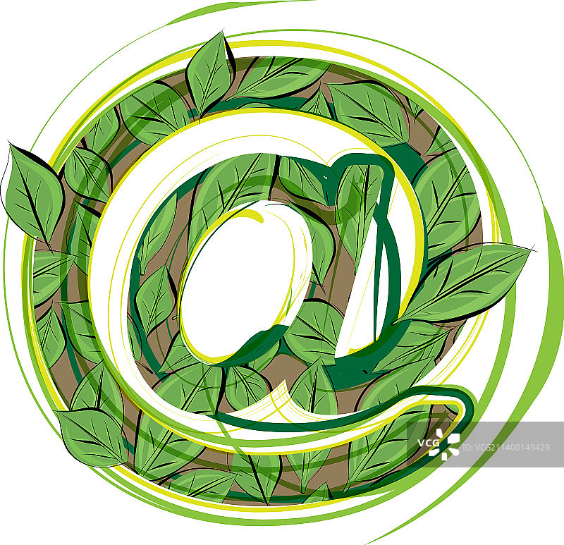 绿色叶子@符号草图图片素材