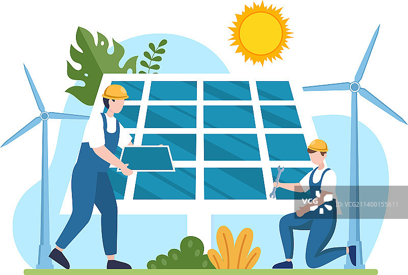 太阳能装置面板或风力涡轮机图片素材