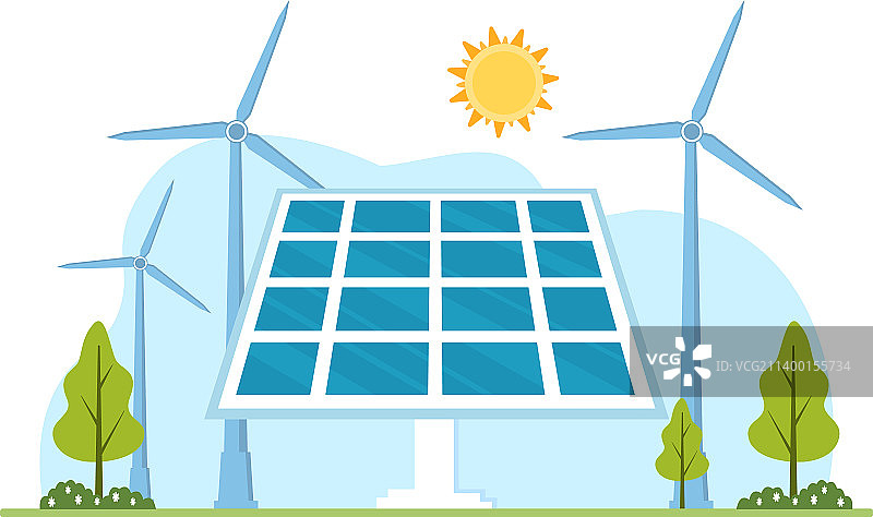太阳能装置面板或风力涡轮机图片素材