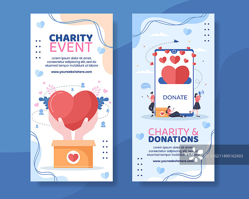 慈善捐赠竖版banner模板（扁平风格）图片素材