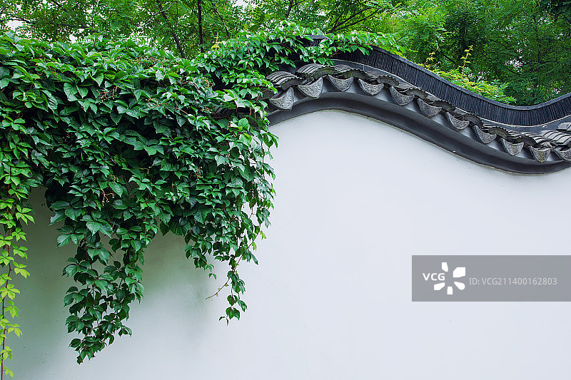苏式园林白墙局部,中国元素,留白,背景图片素材