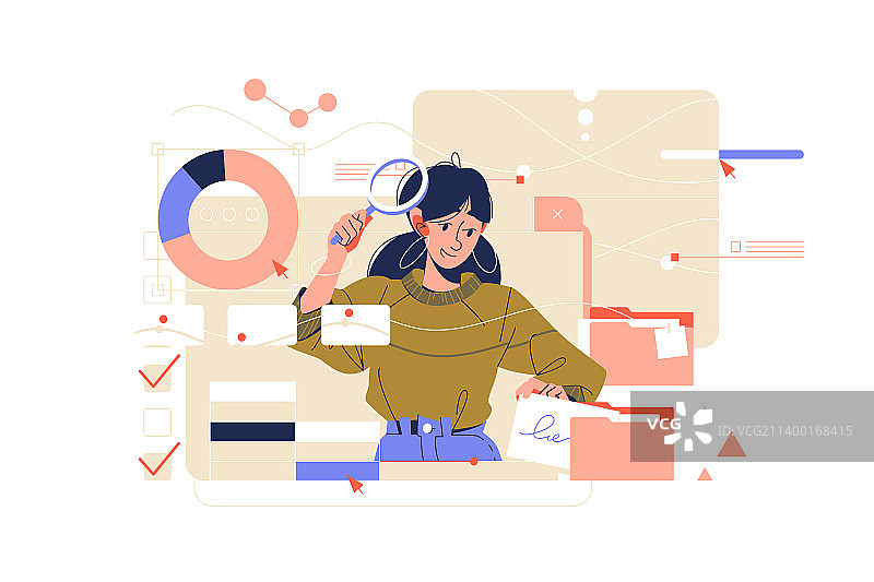 寻找信息的女孩角色图片素材