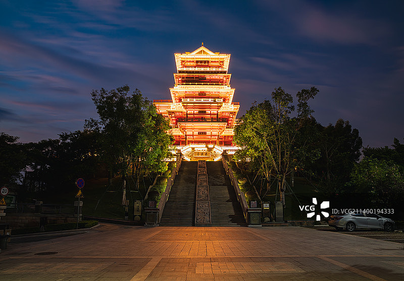 佛山展旗峰展旗楼夜景图片素材