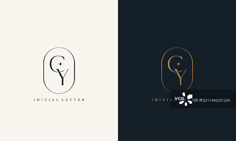 金色圆框CY字母组合高级标志图片素材