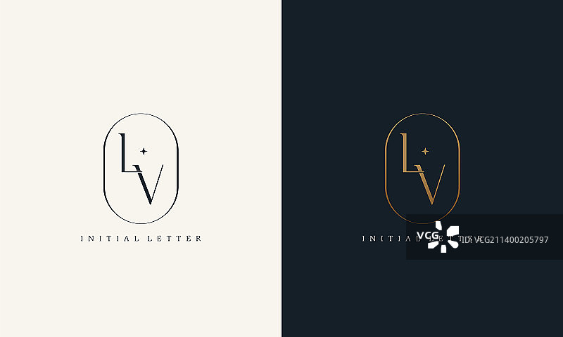 金色圆形边框LV字母组合高级标志图片素材