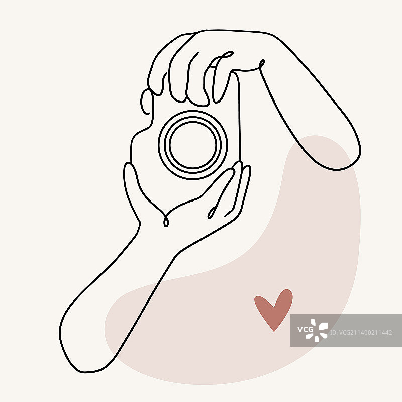 手绘线条艺术风格的拍照手图片素材