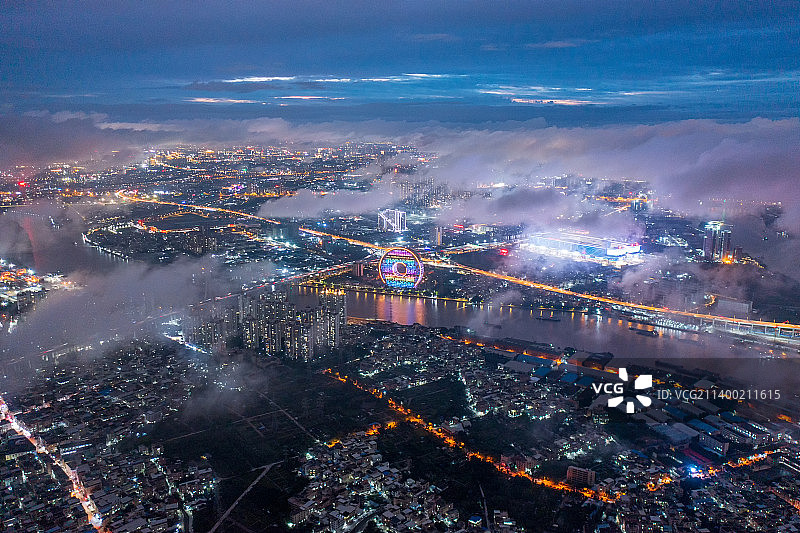 广州圆内透夜景图片素材