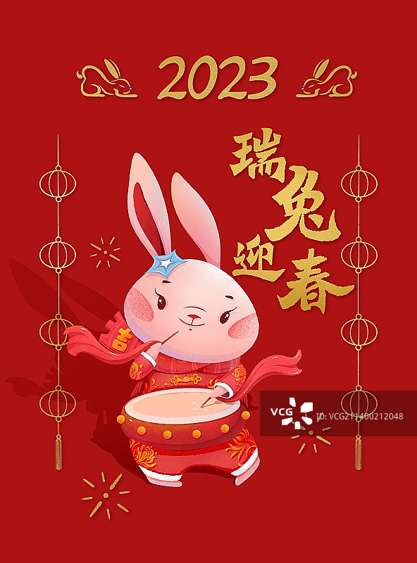 兔年2023年春节海报吉祥物图片素材