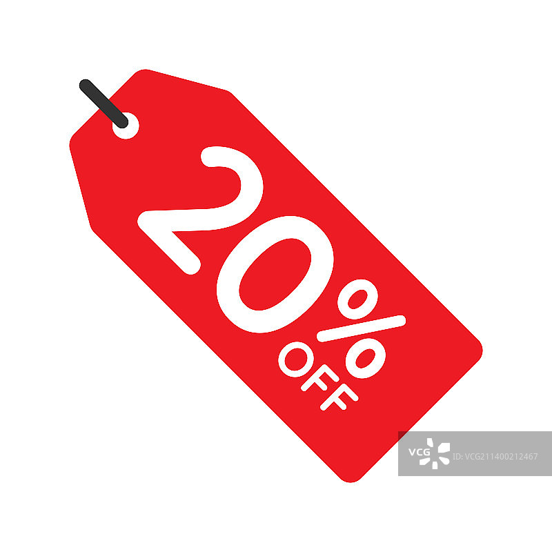白色背景上的20%折扣标签图标图片素材