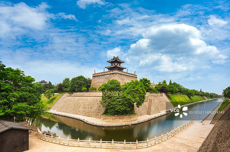 西安古城墙角楼风光图片素材